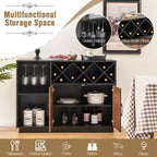 Mobile Bar Industriale Credenza Buffet Costway con Portabicchieri e Ripiano Regolabile