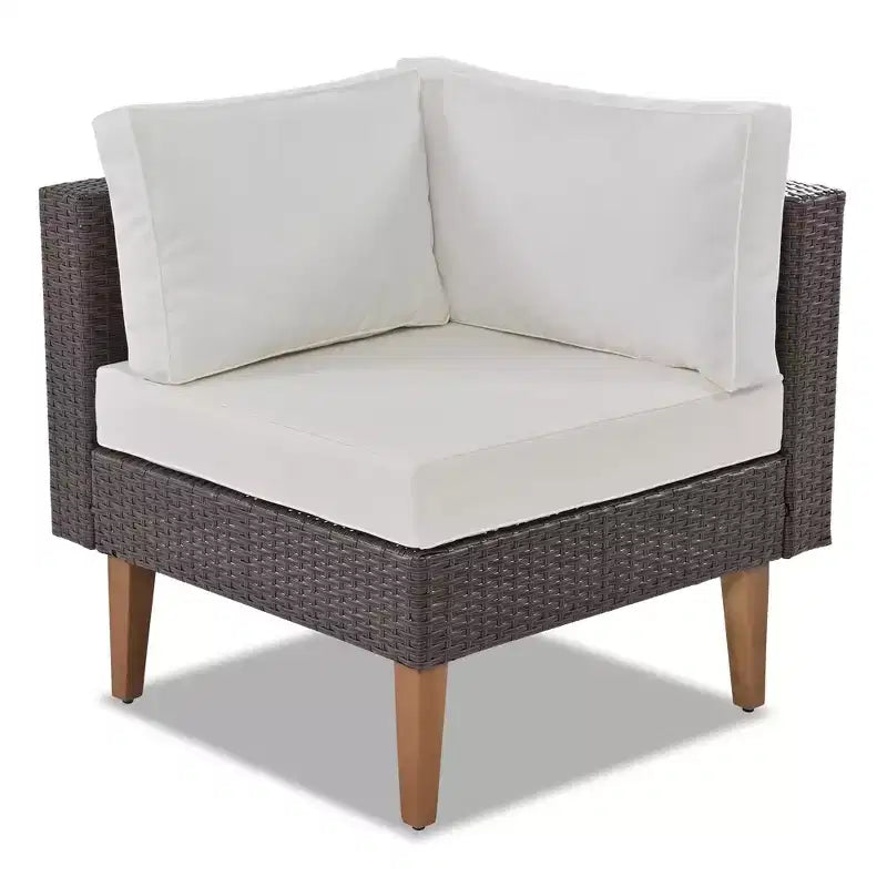 Set Divano Esterno in Rattan 4 Pezzi, Set Divano a L da Giardino con Cuscini Colorati - ModernLuxe