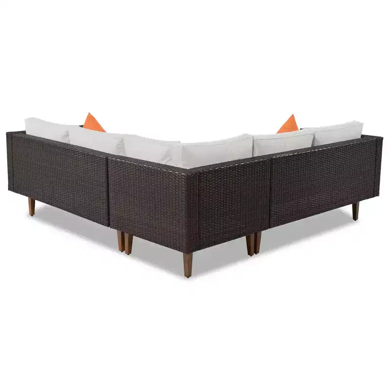 Set Divano Esterno in Rattan 4 Pezzi, Set Divano a L da Giardino con Cuscini Colorati - ModernLuxe