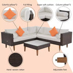 Set Divano Esterno in Rattan 4 Pezzi, Set Divano a L da Giardino con Cuscini Colorati - ModernLuxe