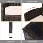 Costway Ensemble de meubles de patio en osier 8 pièces Chaise-canapé avec housses de coussin marron et rouge Jardin