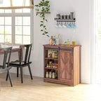 HOMCOM Mobiletto da Bar a Muro Stile Rustico, Credenza da 84 cm con Anta Scorrevole a Fienile e Ripiano Regolabile, Mobile Buffet da Cucina