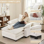 Fauteuil d'appoint surdimensionné en chenille EHMKNP avec pouf
