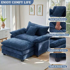 Fauteuil d'appoint surdimensionné en chenille EHMKNP avec pouf