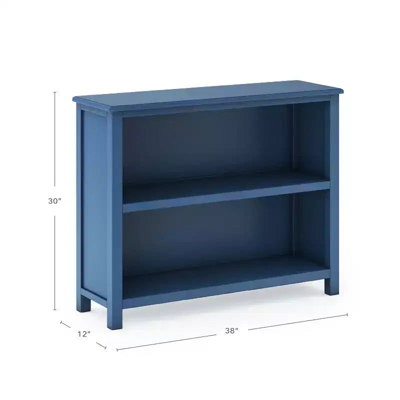 Libreria a 2 ripiani in legno di pino 38x12x42, ripiani regolabili per camerette o sale giochi