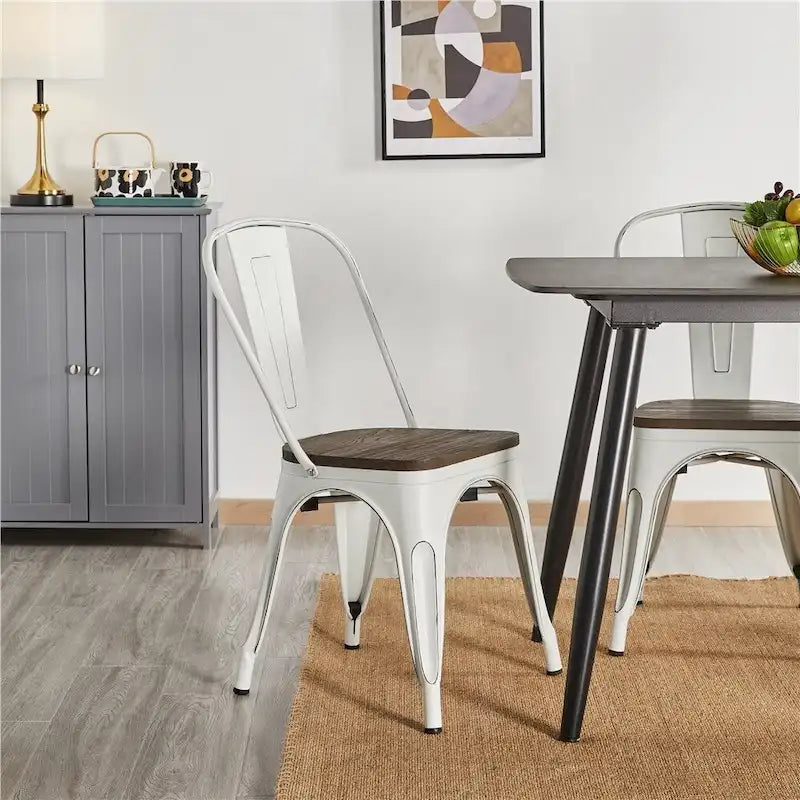 Yaheetech Set di 4 Sedie da Pranzo in Metallo con Sedie Impilabili in Legno