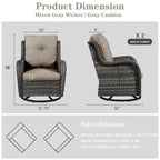 Gymojoy Poltrone a dondolo da esterno in vimini con base girevole (set da 2)