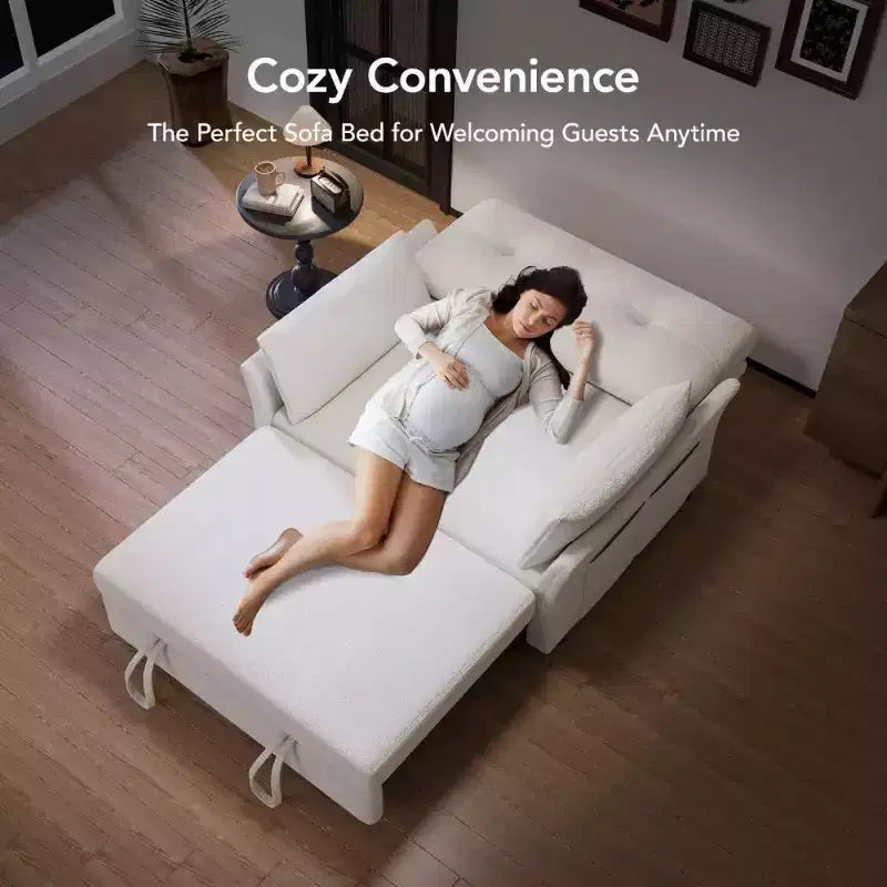 Dyonery 51 Divano Letto 3-in-1, Divanetto Convertibile con Letto Estraibile, Schienale Regolabile, Divano in Lino