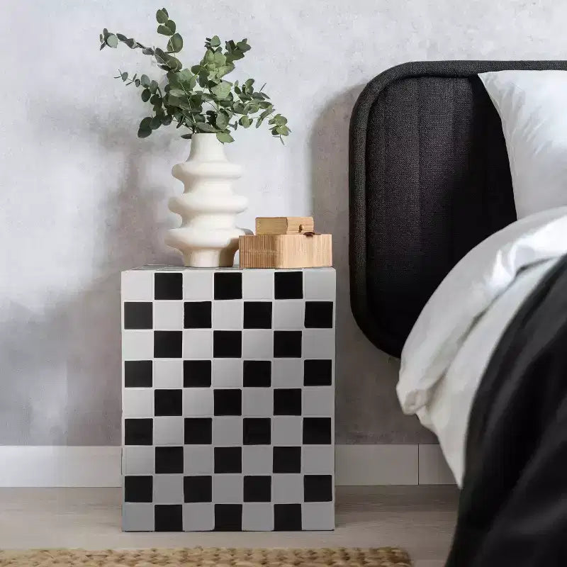 Tavolino rettangolare moderno in ceramica piastrellata in stile bohémien