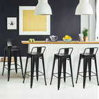 Costway Set di 4 Sgabelli da Bar in Metallo 76 cm, Altezza Bar, Industriali con Schienale Basso in Acciaio