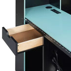 Lit de repos Gamer Hub avec bureau, lumières RGB, station de recharge, tiroirs de rangement et tête de lit bibliothèque
