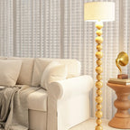 Lampadaire moderne décoratif à boules superposées avec abat-jour en tissu