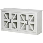 HOMCOM Madia da Cucina Rustica, Credenza con Anta in Vetro, Mobile TV con Scaffale Regolabile per Sala da Pranzo
