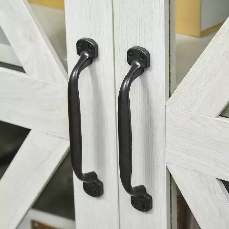 HOMCOM Madia da Cucina Rustica, Credenza con Anta in Vetro, Mobile TV con Scaffale Regolabile per Sala da Pranzo