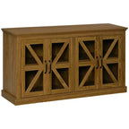 HOMCOM Madia da Cucina Rustica, Credenza con Anta in Vetro, Mobile TV con Scaffale Regolabile per Sala da Pranzo