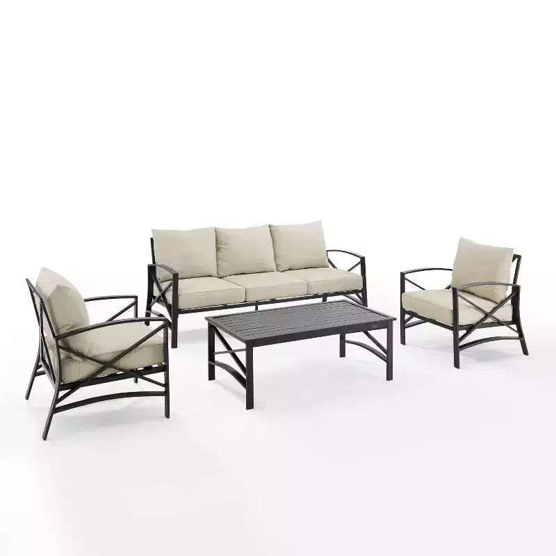 Set divano da esterno Crosley Kaplan 4 pezzi