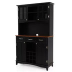 Costway Credenza e Vetrina per Cucina con Scaffale per Vino e Cassetti, Nero