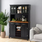Costway Credenza e Vetrina per Cucina con Scaffale per Vino e Cassetti, Nero