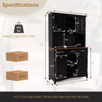 Costway Credenza e Vetrina per Cucina con Scaffale per Vino e Cassetti, Nero