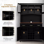 Costway Credenza e Vetrina per Cucina con Scaffale per Vino e Cassetti, Nero