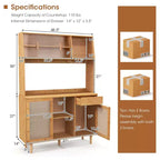 Meuble Buffet Costway en Bambou avec Bar à Vin, Armoire de Rangement et Porte Coulissante en Rotin