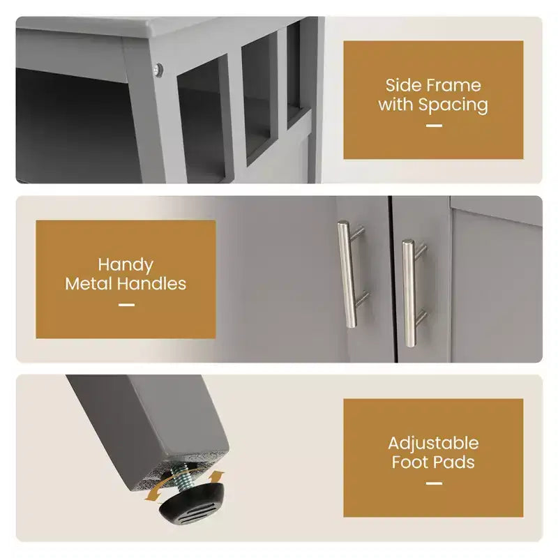 Costway Mobile Buffet per Cucina, Credenza con Armadietto e 2 Ante, Grigio