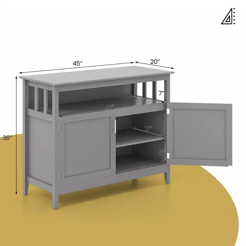 Costway Mobile Buffet per Cucina, Credenza con Armadietto e 2 Ante, Grigio