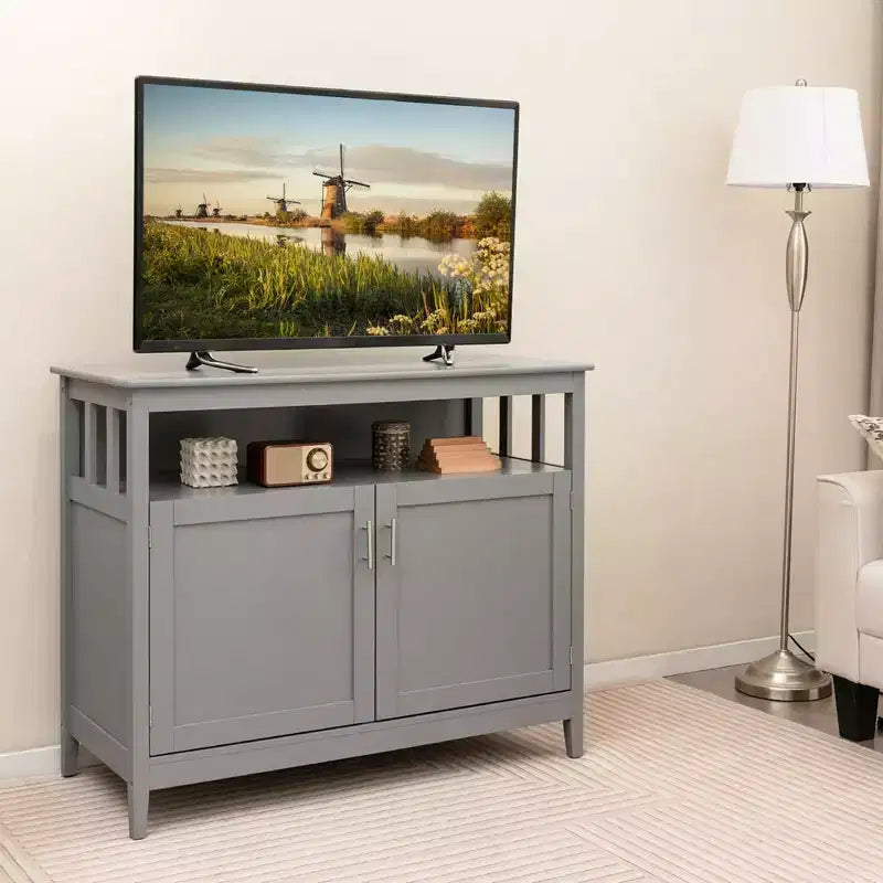 Costway Mobile Buffet per Cucina, Credenza con Armadietto e 2 Ante, Grigio
