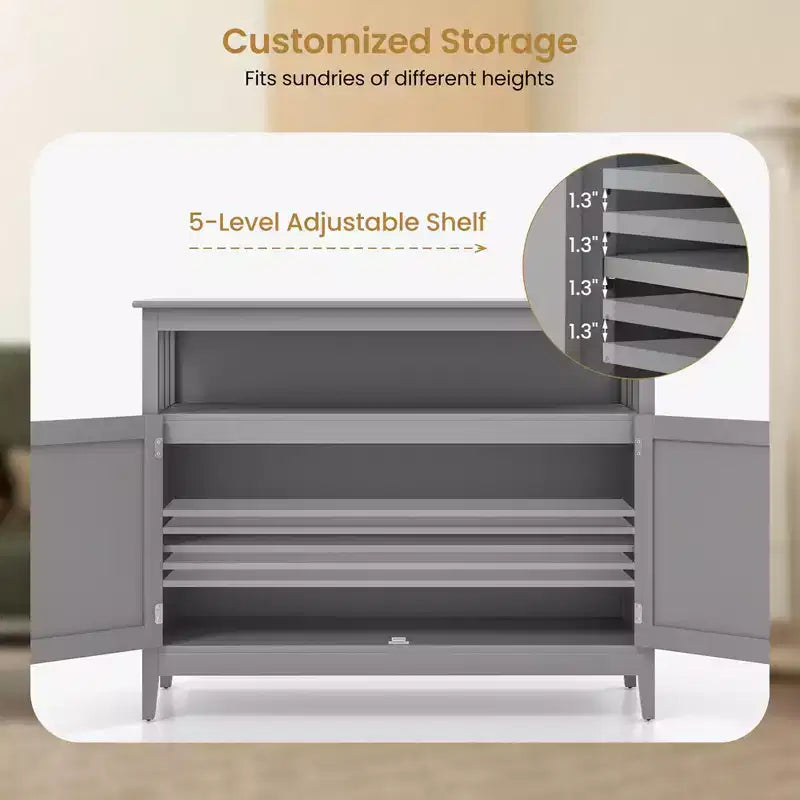 Costway Mobile Buffet per Cucina, Credenza con Armadietto e 2 Ante, Grigio