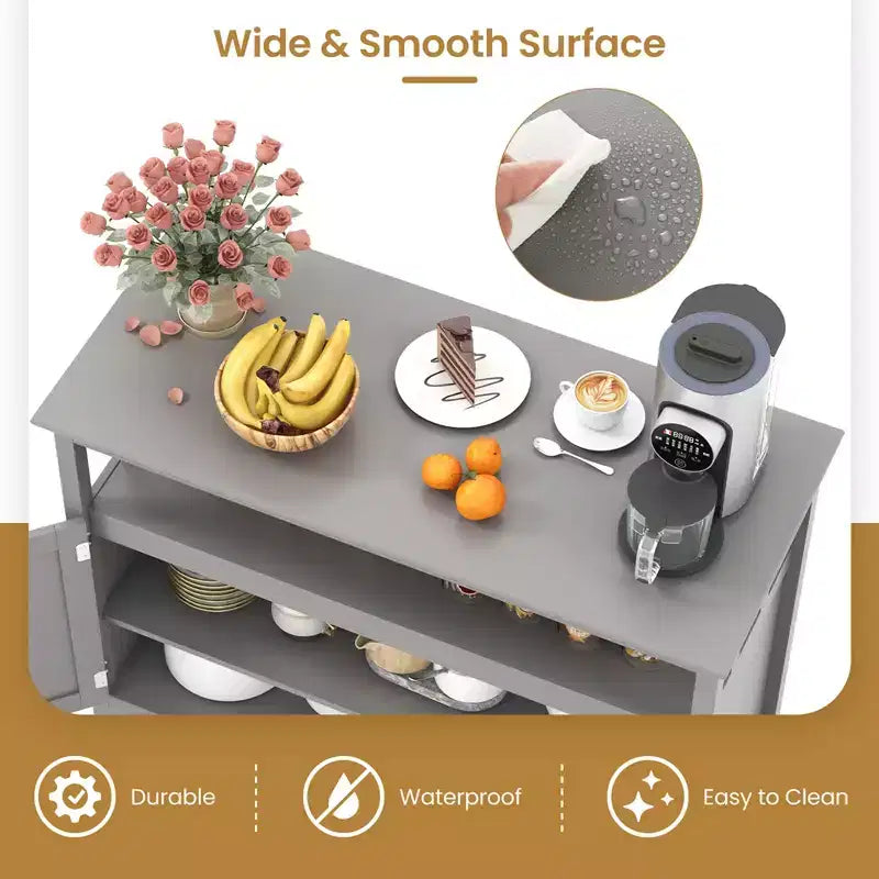 Costway Mobile Buffet per Cucina, Credenza con Armadietto e 2 Ante, Grigio