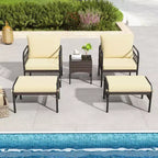 Costway Set da Conversazione da Esterno 5 Pezzi con Poltrone in Rattan, Pouf e Tavolino da Caffè