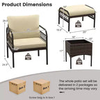 Costway Set da Conversazione da Esterno 5 Pezzi con Poltrone in Rattan, Pouf e Tavolino da Caffè