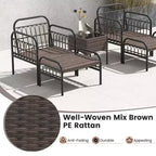 Costway Set da Conversazione da Esterno 5 Pezzi con Poltrone in Rattan, Pouf e Tavolino da Caffè