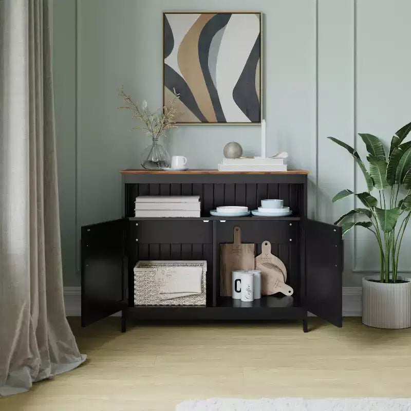 Flash Furniture Mayfield Buffet e Credenza Classici con Armadietto a Due Ante e Scaffale Aperto