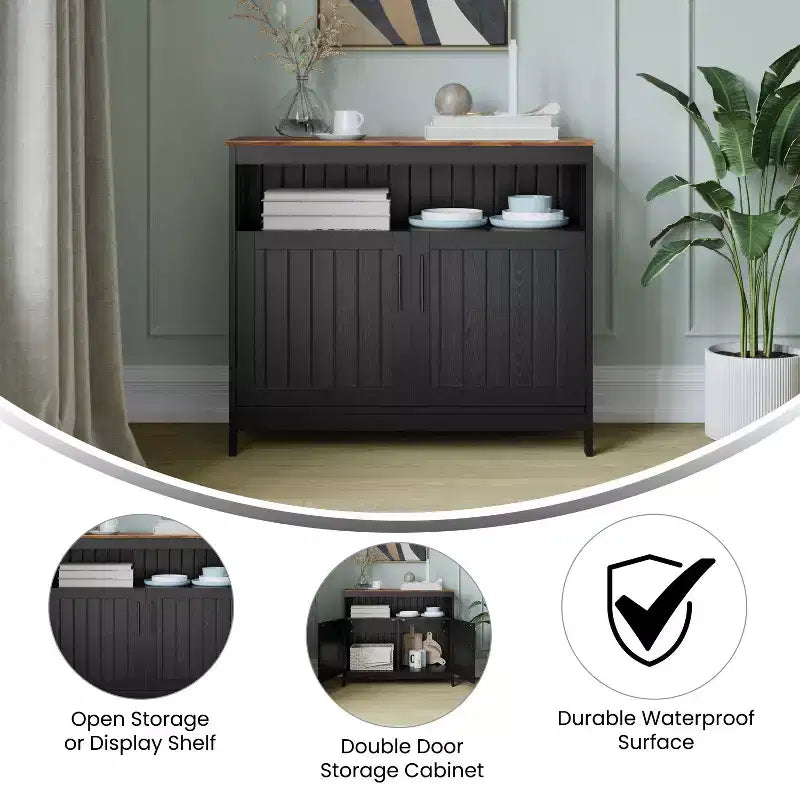 Flash Furniture Mayfield Buffet e Credenza Classici con Armadietto a Due Ante e Scaffale Aperto
