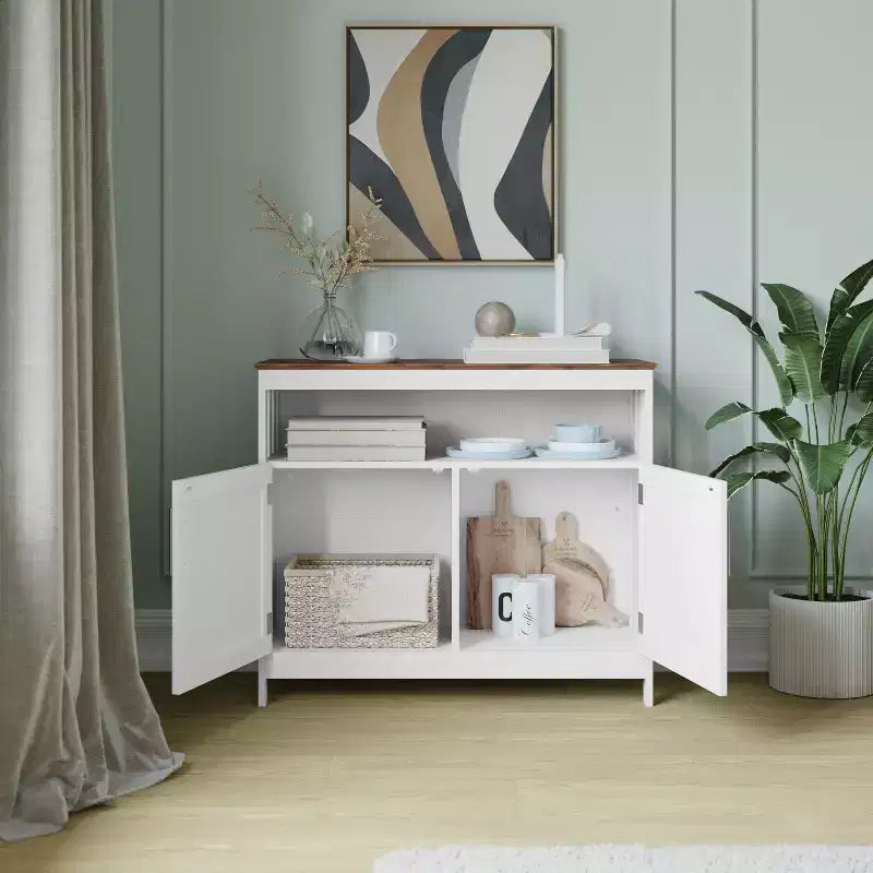 Flash Furniture Mayfield Buffet e Credenza Classici con Armadietto a Due Ante e Scaffale Aperto