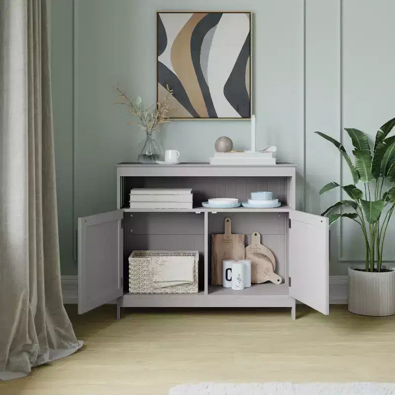Flash Furniture Mayfield Buffet e Credenza Classici con Armadietto a Due Ante e Scaffale Aperto