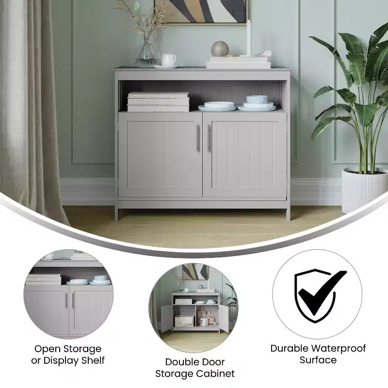 Flash Furniture Mayfield Buffet e Credenza Classici con Armadietto a Due Ante e Scaffale Aperto