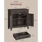 VASAGLE Mobile Buffet, Credenza con Cassetto e Ante, Ripiano Regolabile in Altezza