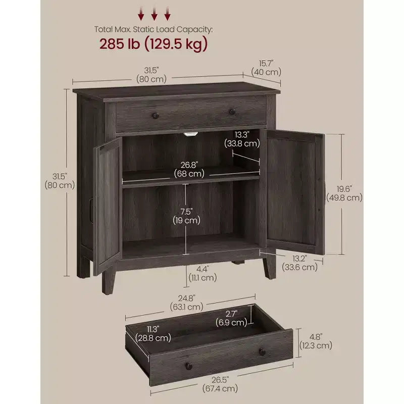 VASAGLE Mobile Buffet, Credenza con Cassetto e Ante, Ripiano Regolabile in Altezza