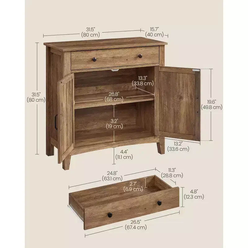 VASAGLE Mobile Buffet, Credenza con Cassetto e Ante, Ripiano Regolabile in Altezza