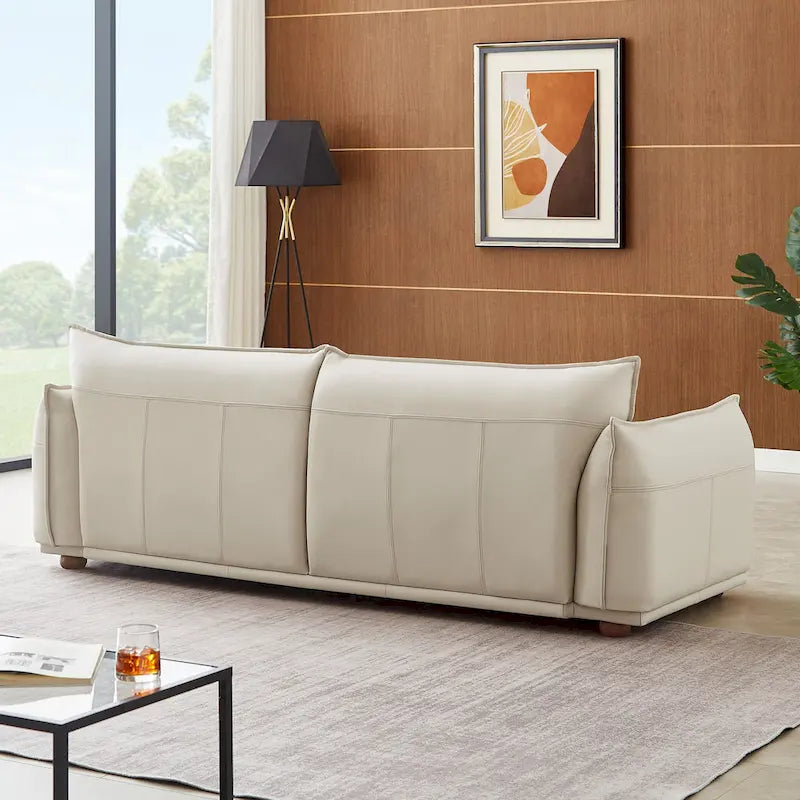 Canapé Manar en cuir véritable, luxe moderne du milieu du siècle