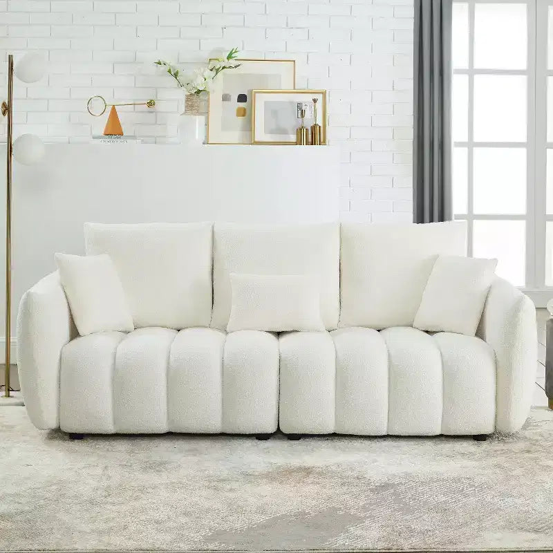 Divano a 3 posti Teddy Velvet 82 con 3 cuscini decorativi