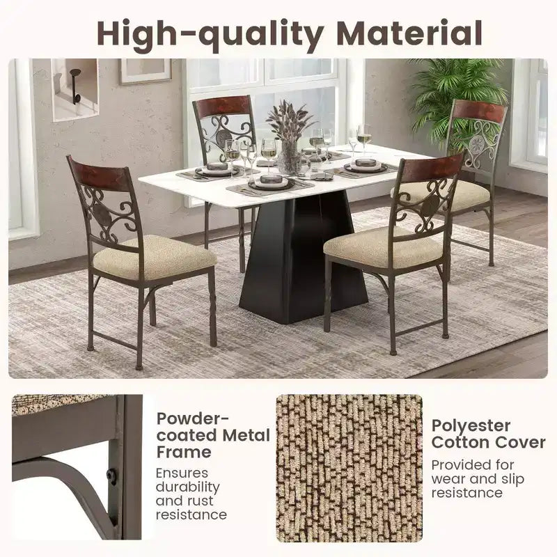 Costway Set di 2/4 sedie da pranzo senza braccioli, set di sedie da cucina con cuscino del sedile