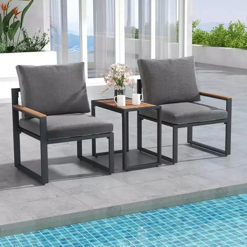 Costway Set di Mobili da Giardino a 3 Pezzi con Morbidi Cuscini Telaio in Alluminio Resistente alle Intemperie per Esterni