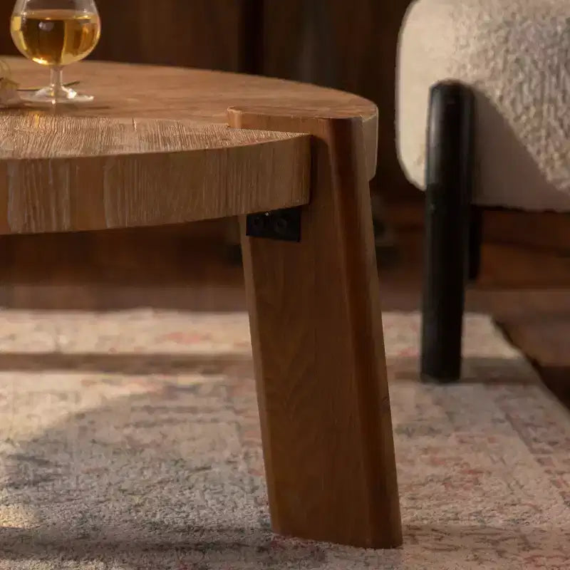 Table basse ronde rustique en bois, table d'appoint - ModernLuxe