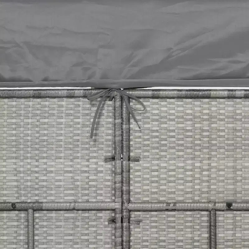 Outsunny Set Divano Rattan da Esterno a 4 Pezzi con Tettuccio Regolabile, Salotto da Giardino in Vimini con Tavolino Regolabile in Altezza e Cuscini