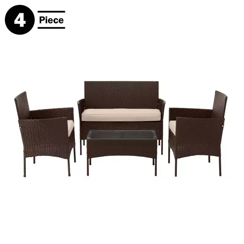 Set di mobili da giardino in rattan Pure Garden 4 pezzi