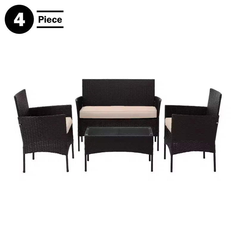 Set di mobili da giardino in rattan Pure Garden 4 pezzi