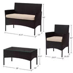 Set di mobili da giardino in rattan Pure Garden 4 pezzi
